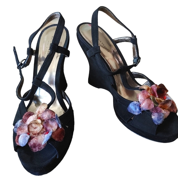 Bottega Veneta Black Suede T-Strap Wedge Heels - Picture 2 of 16